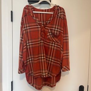 Free People Plaid Flannel Tunic Shirt Dress